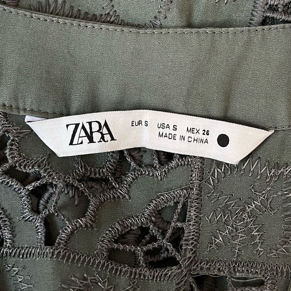 Zara Floral Patchwork Oversized Sleeveless Top Army Green Size Small - Picture 4 of 7